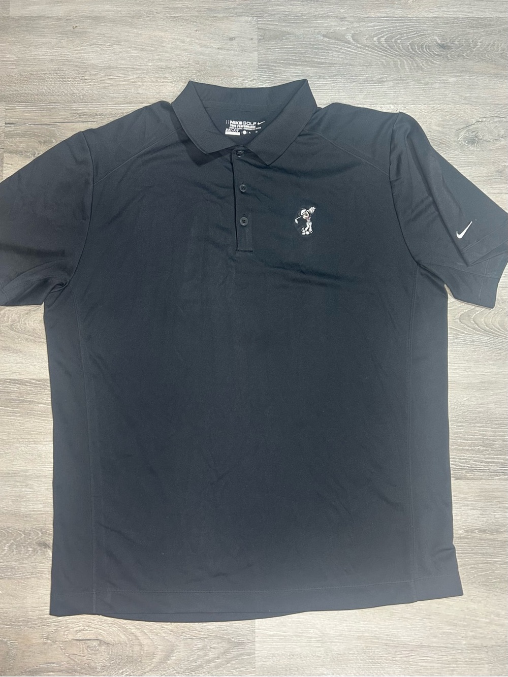 Nike Golf Dri-Fit Men's Polo Shirt Black Embroidered Mickey Mouse Sz XL